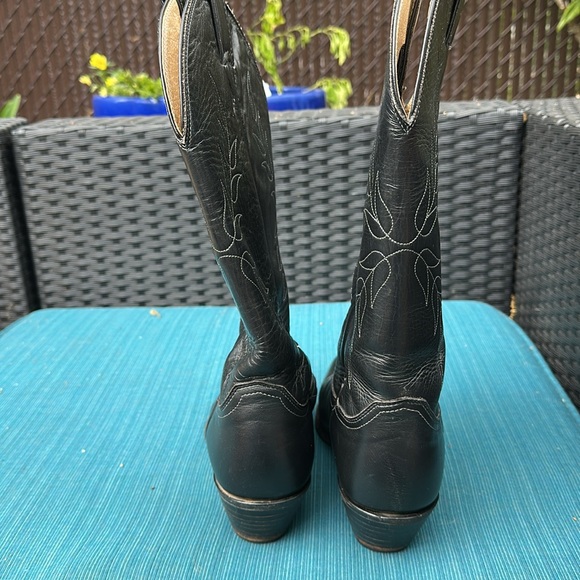 Black Justin Leather Cowboy Boots - Picture 3 of 6
